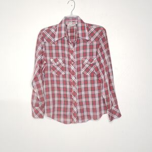 Vintage 70's Kmart Pearl Snap Western Button Up Shirt Size 38